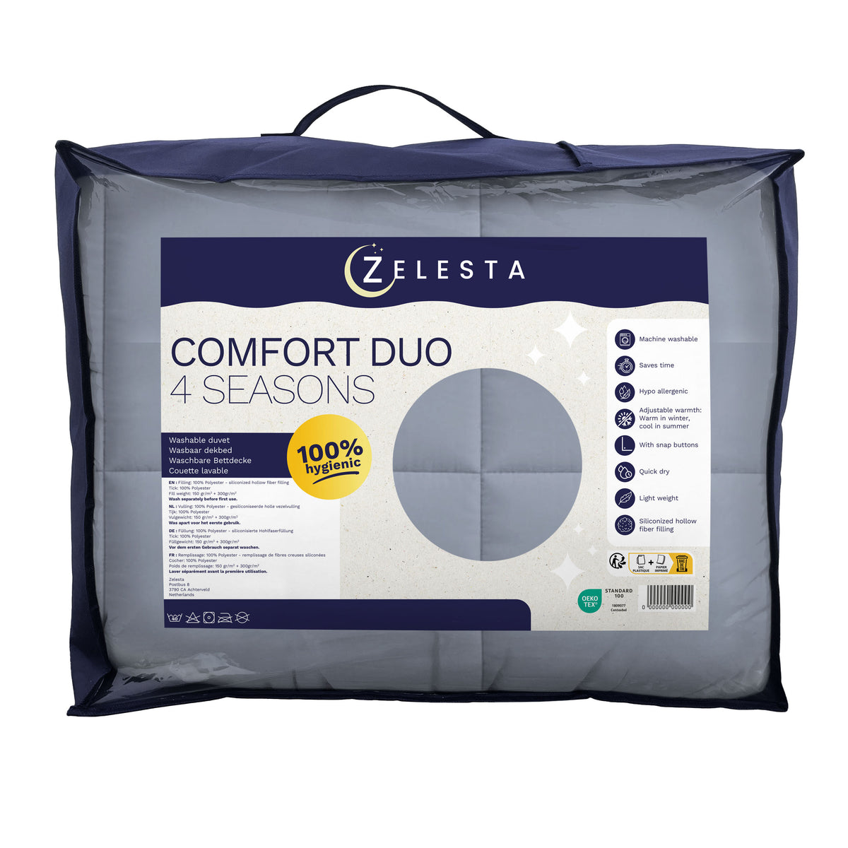 Zelesta Comfort Duo Couette 4 Saisons - Bleu & Bleu Clair
