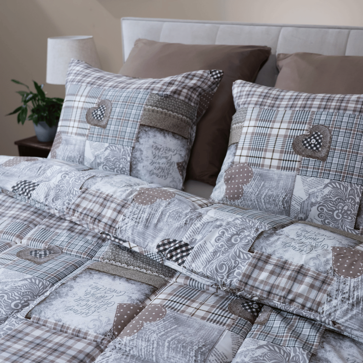 Zelesta Comfort Design Taie d'Oreiller Lot de 2 - Patchwork Cœurs