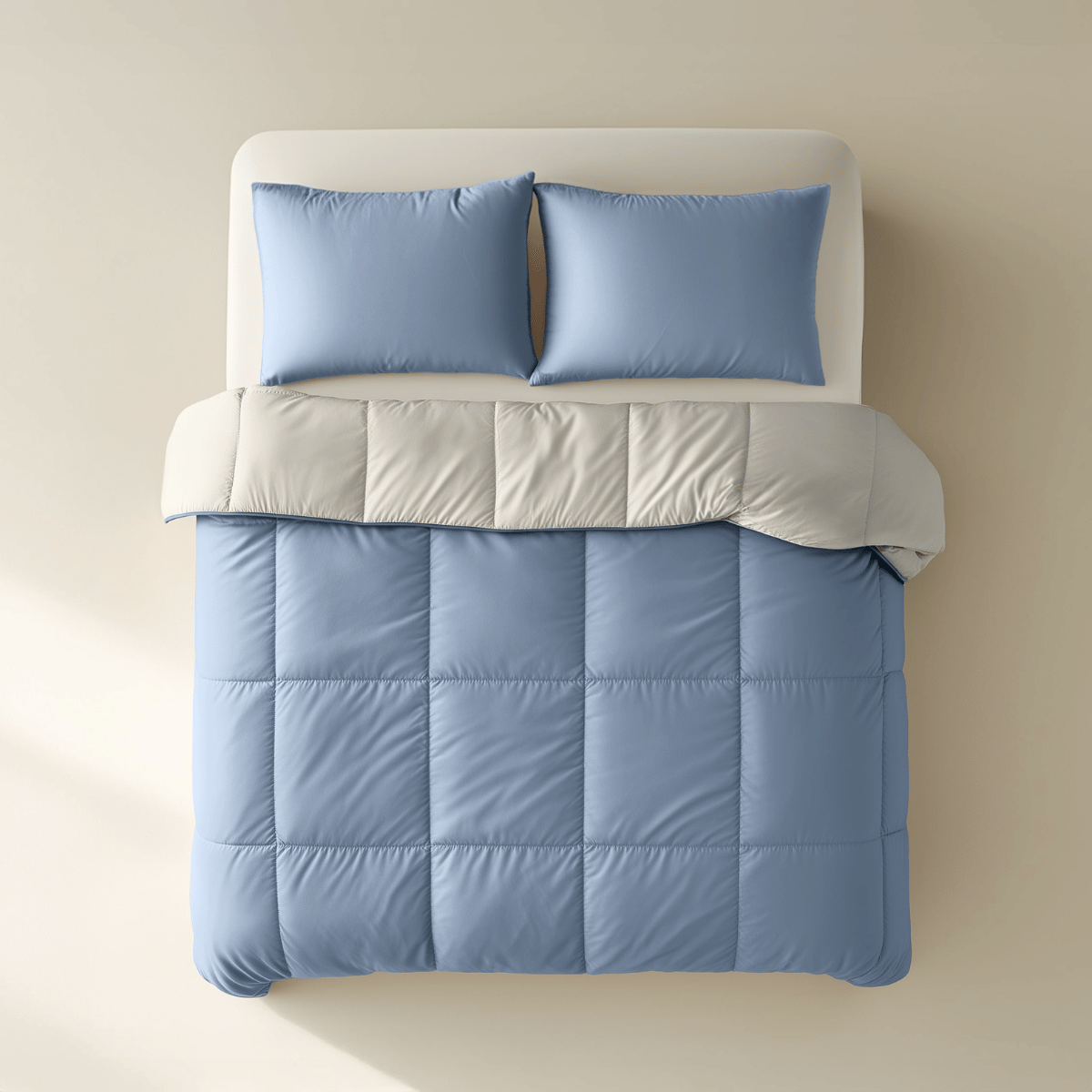 Zelesta Deluxe Duo Couette Coton Percale - Bleu Rêve & Crème
