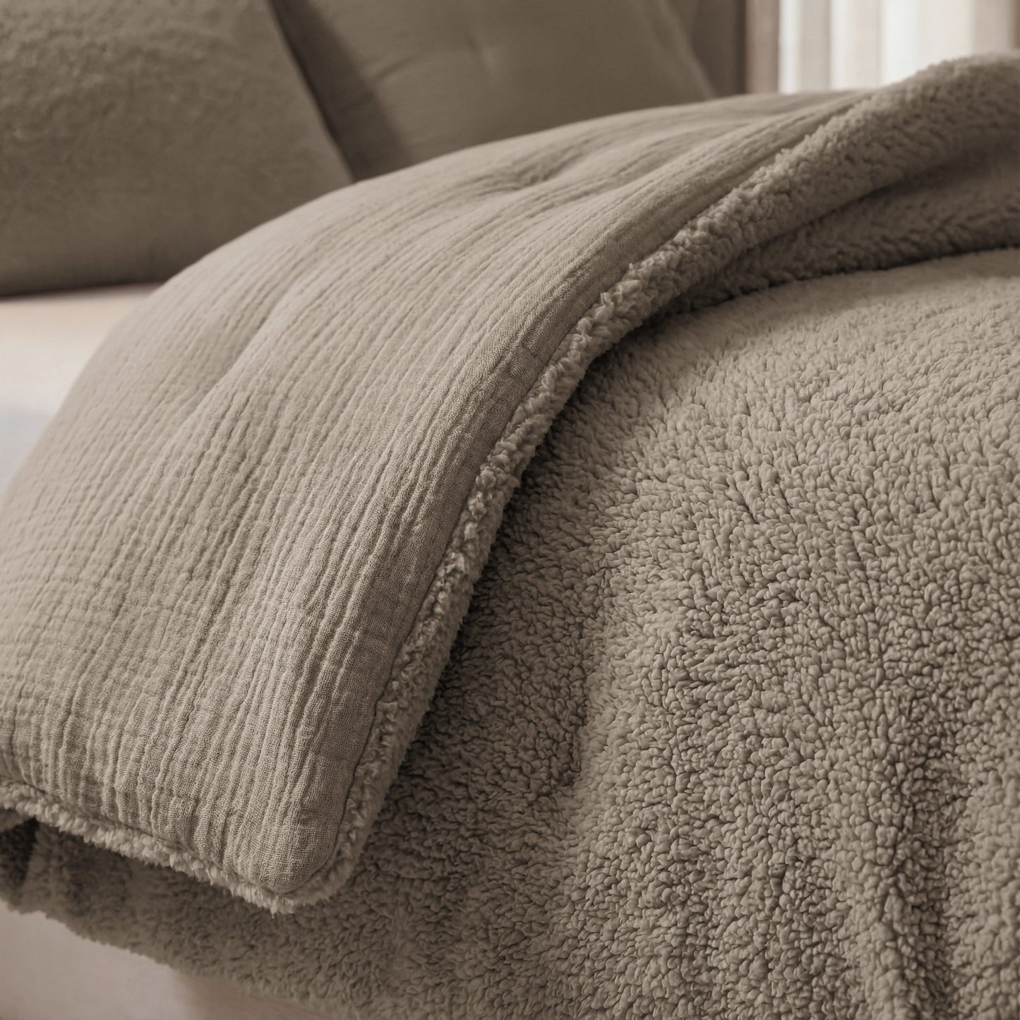 Couette en mousseline de coton spéciale Zelesta Teddy - Taupe