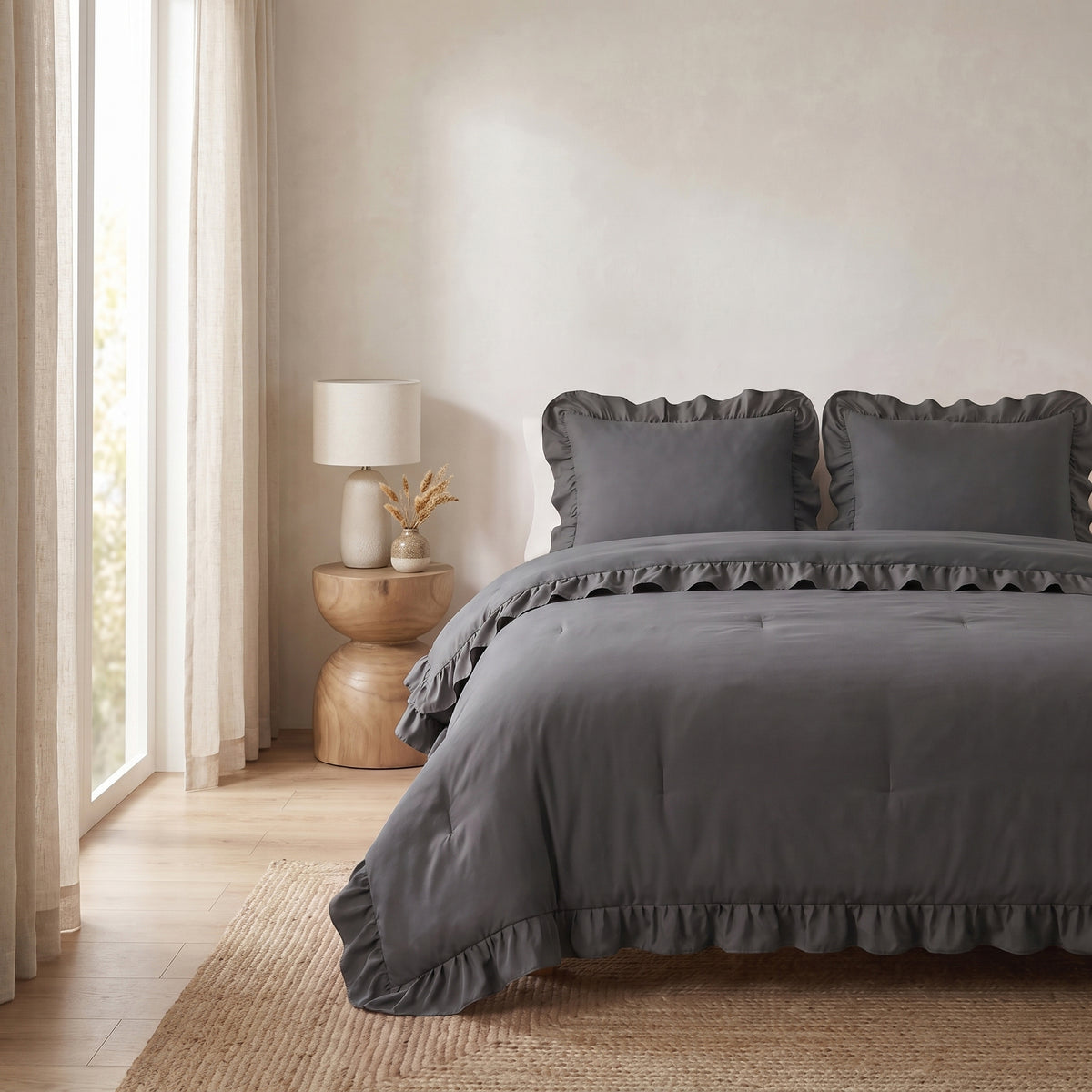 Zelesta Everyday Ruffles Duvet - Anthracite