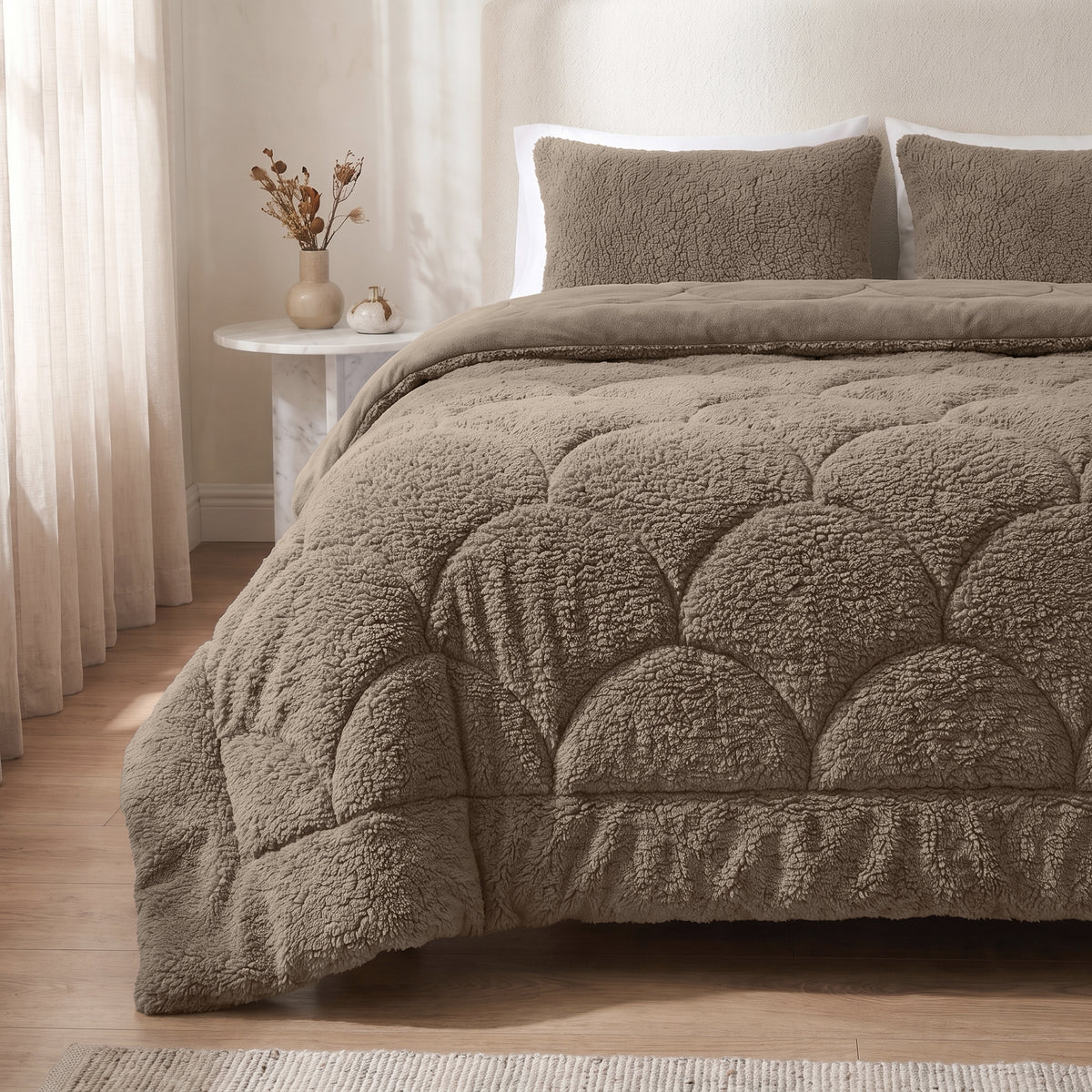 Zelesta Special Teddy Chenille Couette - Taupe Foncé