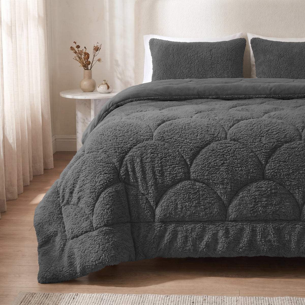 Zelesta Special Teddy Chenille Duvet - Anthracite