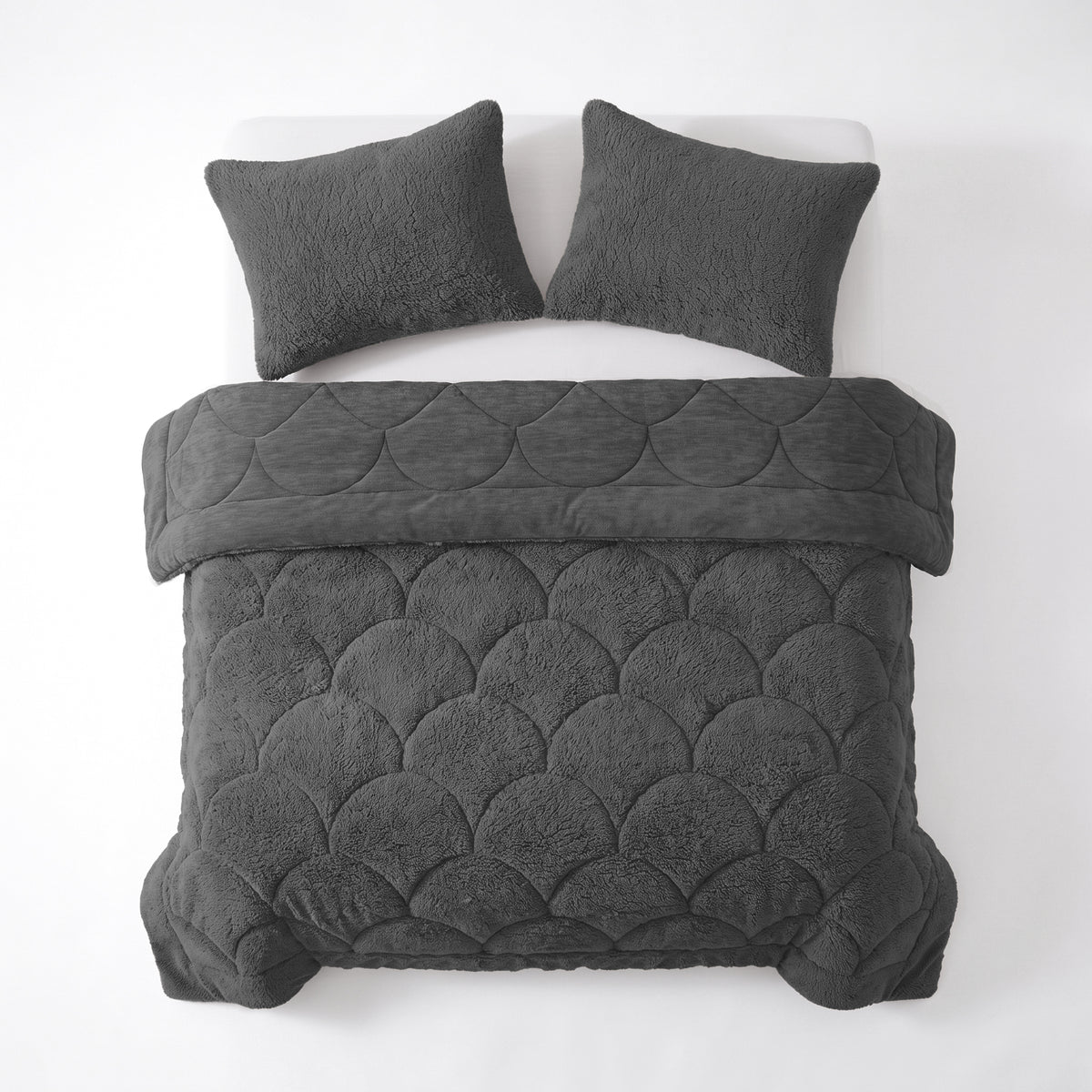 Zelesta Special Teddy Chenille Taies d'oreiller Lot de 2 - Anthracite