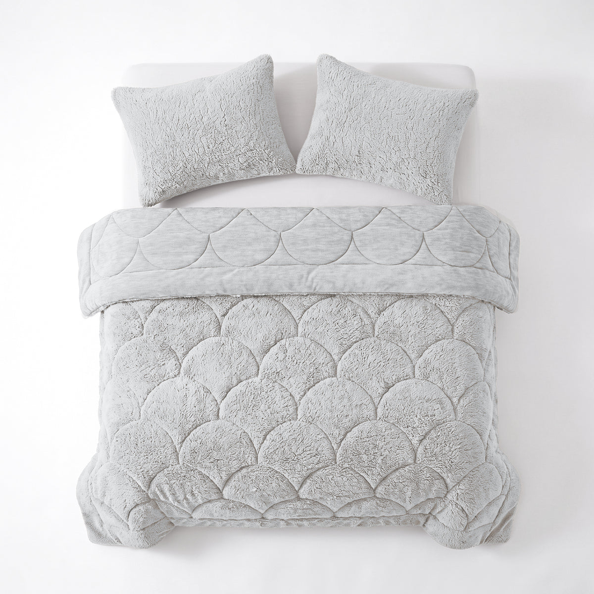 Zelesta Special Teddy Chenille Taies d'oreiller Lot de 2 - Gris