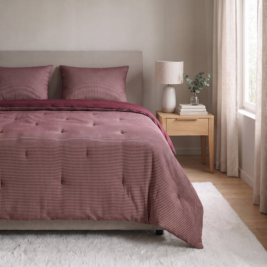 Zelesta Special Waffle Percal Duvet - Bordeaux Mix