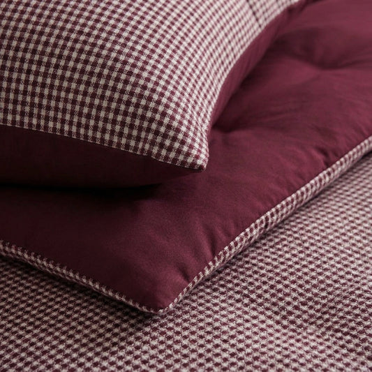 Zelesta Special Waffle Percal Pillowcase Set Of 2 - Bordeaux Mix