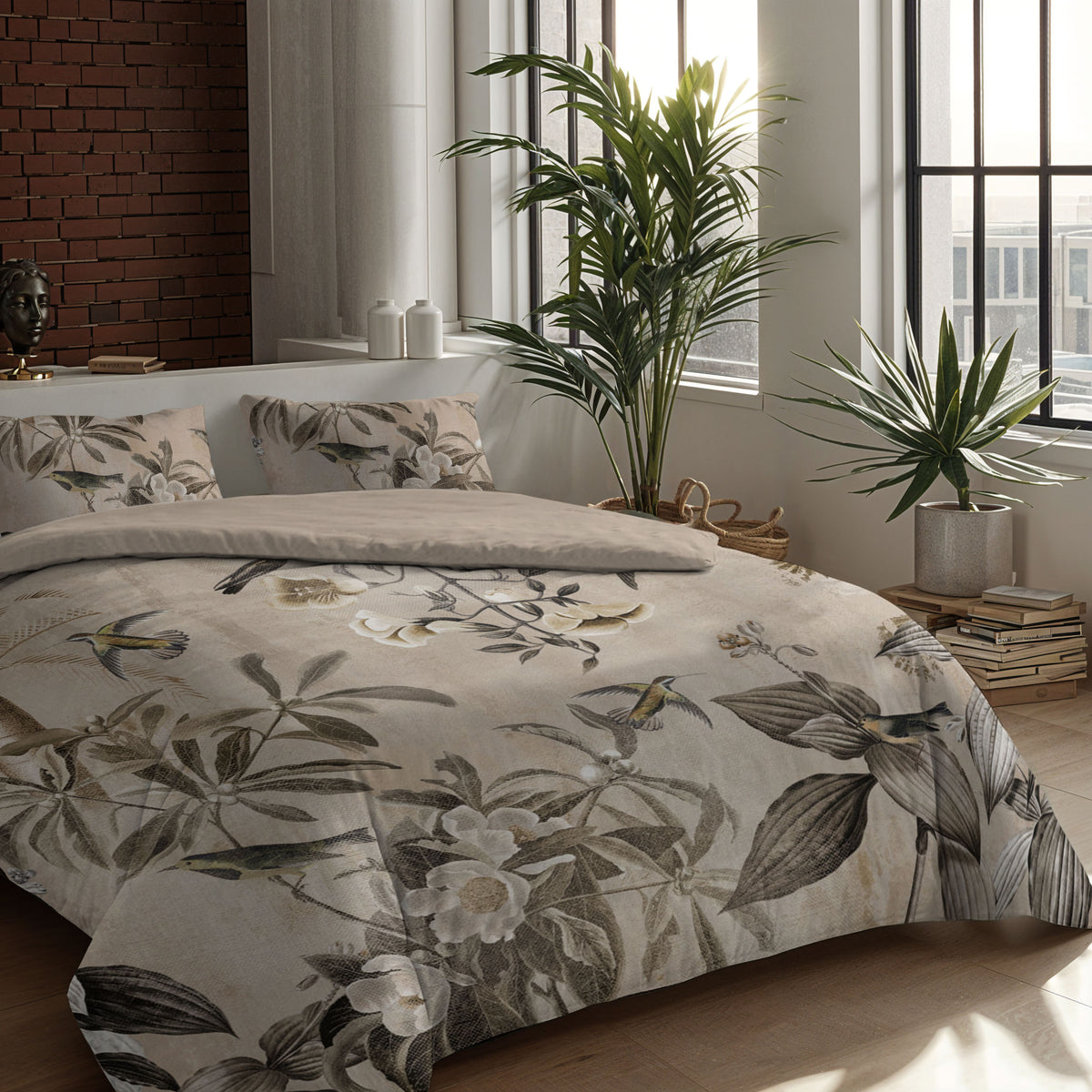 Couette Zelesta Comfort Design Sans Coutures - Vintage Birds Sand