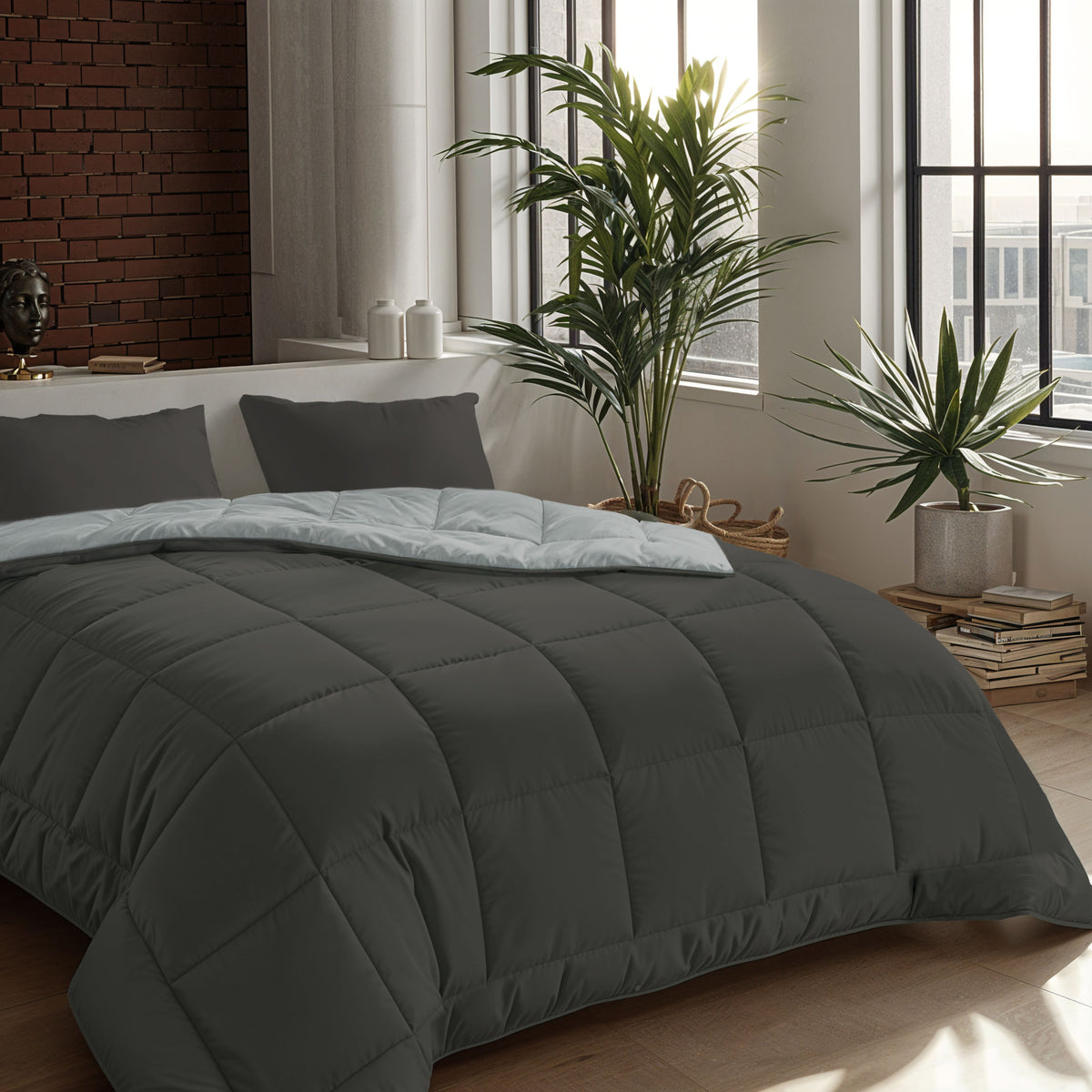Zelesta Comfort Duo Couette 4 Saisons - Noir & Gris