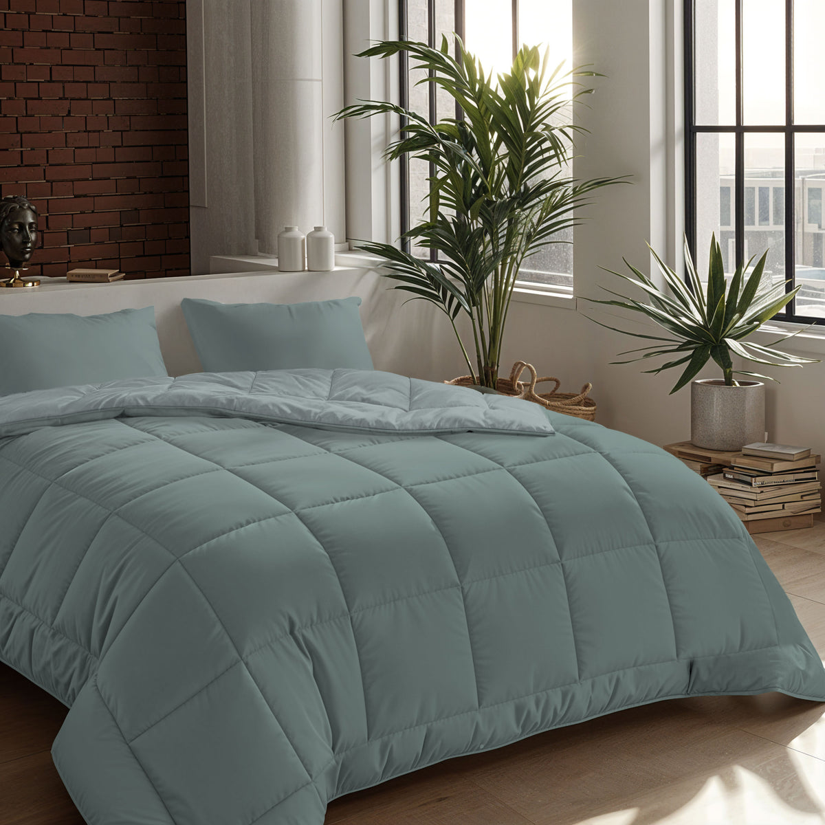 Zelesta Comfort Duo Couette 4 Saisons - Bleu Vert & Bleu