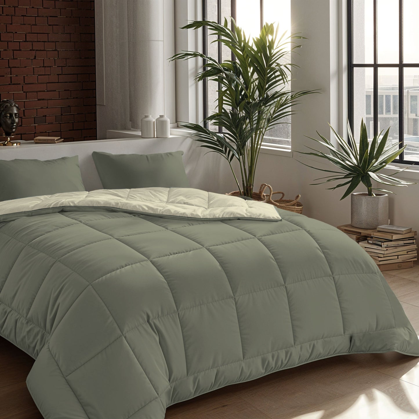 Couette Zelesta Comfort Duo - Vert Olive & Crème