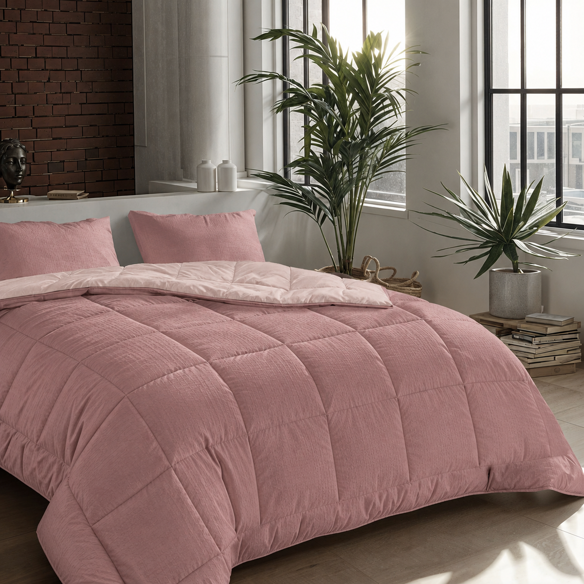 Zelesta Comfort Structure Seersucker Couette - Rose & Rose Clair