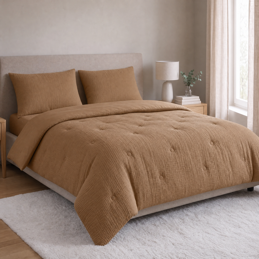 Zelesta Deluxe Taies d'Oreiller Mousseline de Coton - Set de 2 - Marron