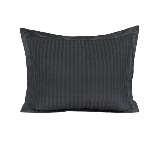 Zelesta Deluxe Hotel Stripe Sans Coutures Satin Cotton Taies d'oreiller Lot de 2 - Anthracite