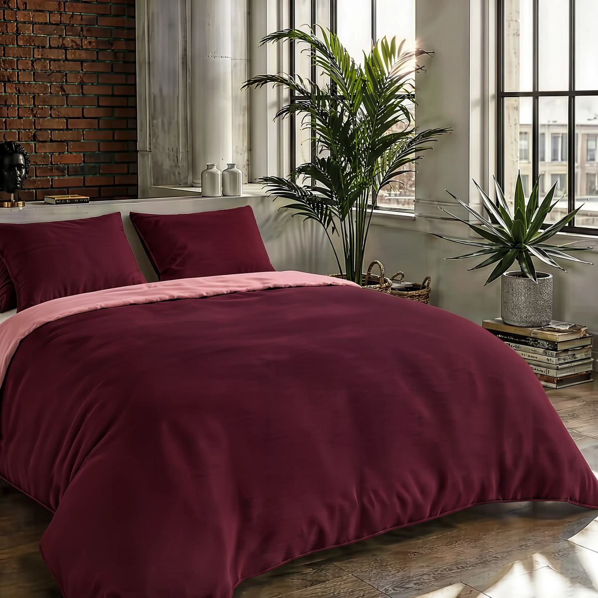 Couette Zelesta Comfort Duo Sans Coutures - Rose Ancien & Rouge Bordeaux