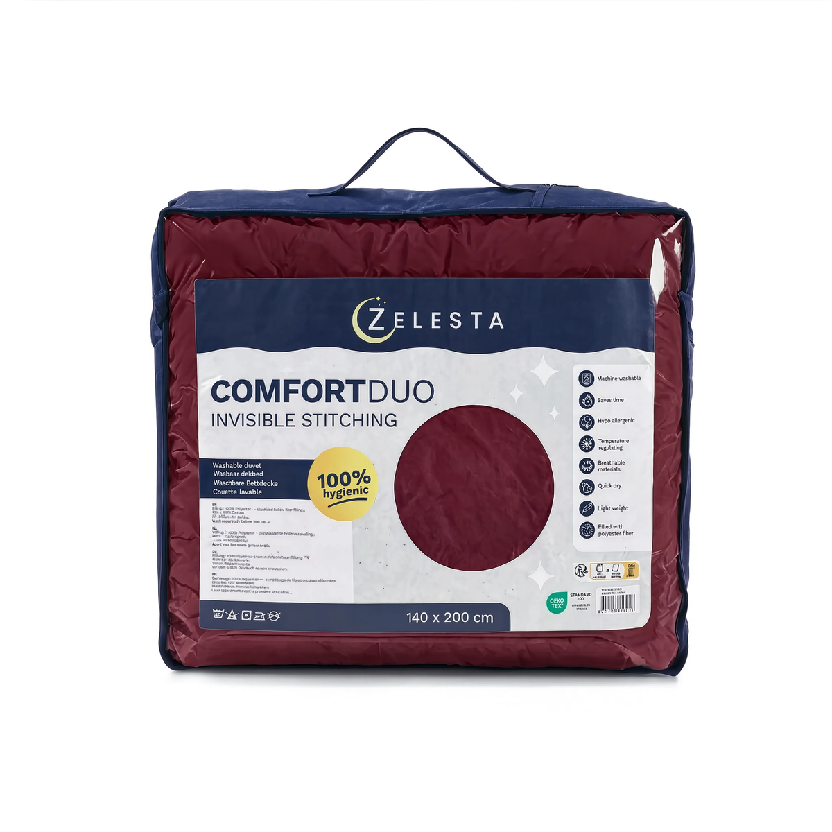 Couette Zelesta Comfort Duo Sans Coutures - Rose Ancien & Rouge Bordeaux