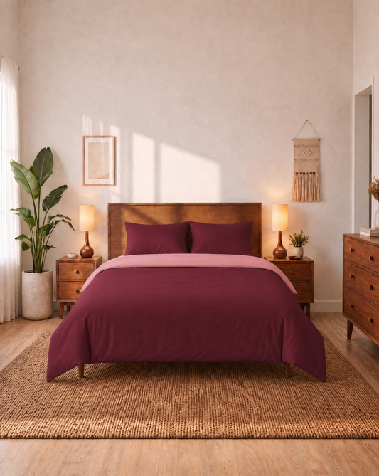 Zelesta Comfort Duo Seamless Duvet - Old Pink & Burgundy Red