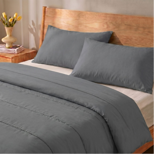 Zelesta Comfort Unie Taies d'Oreiller - Set de 2 - Gris Ardoise