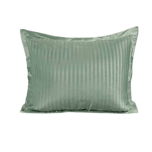 Zelesta Deluxe Hotel Stripe Sans Coutures Satin Cotton Taies d'oreiller Lot de 2 - Vert