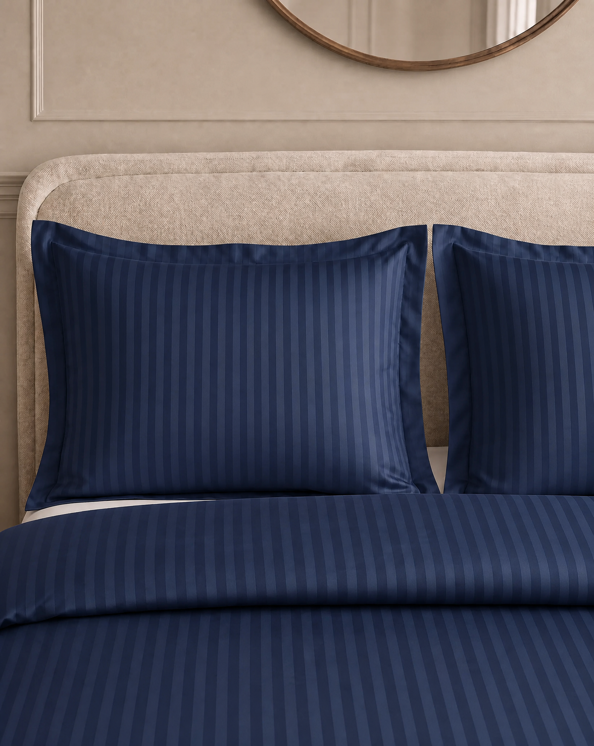 Zelesta Deluxe Hotel Stripe Sans Coutures Satin Cotton Couette - Bleu