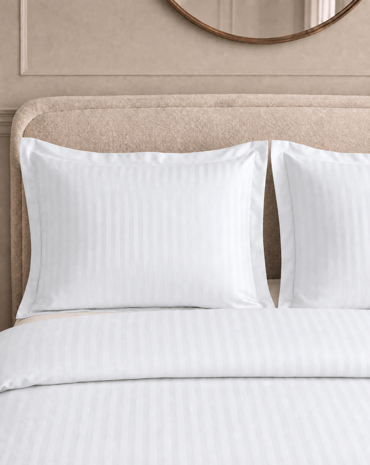 Zelesta Deluxe Hotel Stripe Sans Coutures Satin Cotton Couette - Blanc