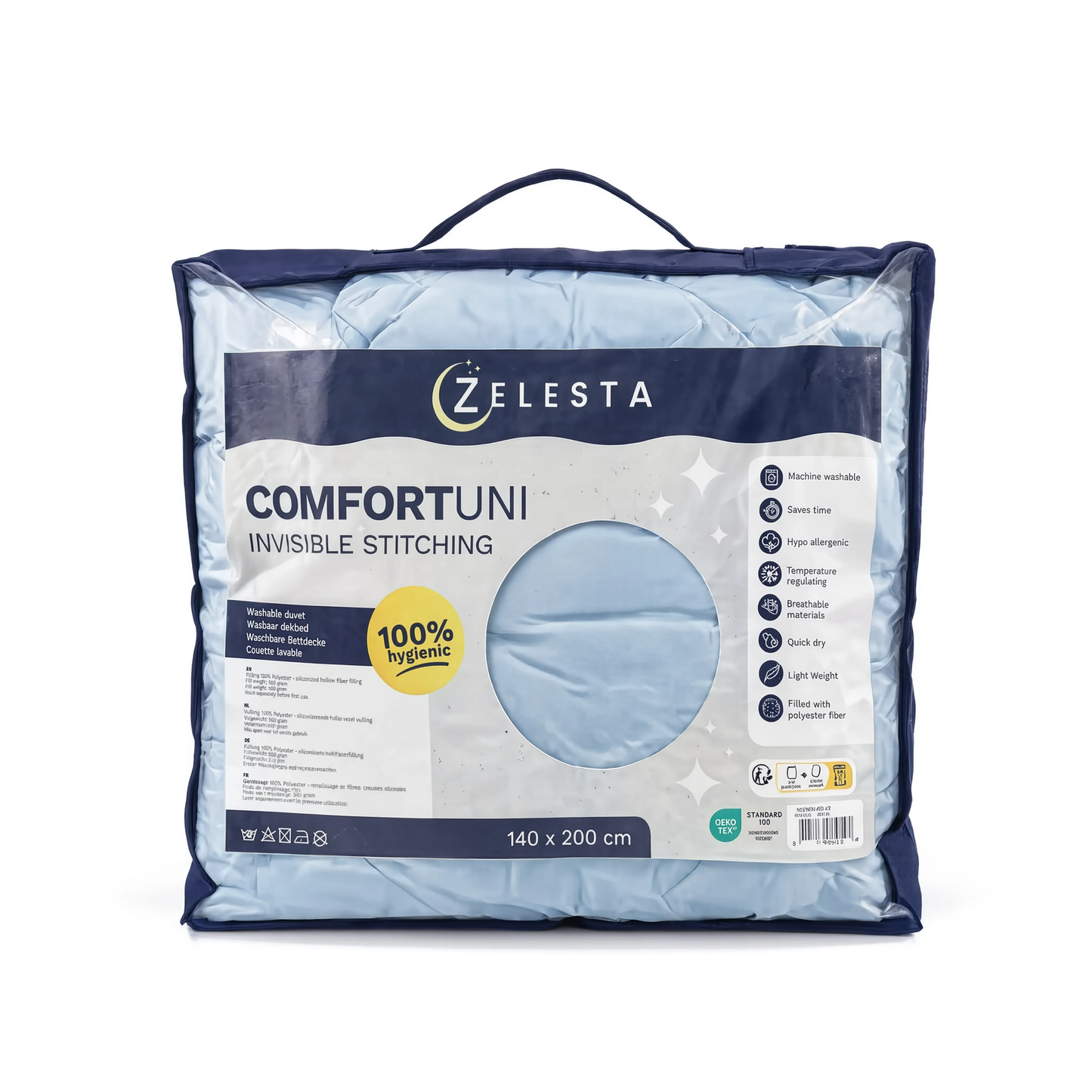 Couette Zelesta Comfort Uni Sans Coutures - Bleu Glacier