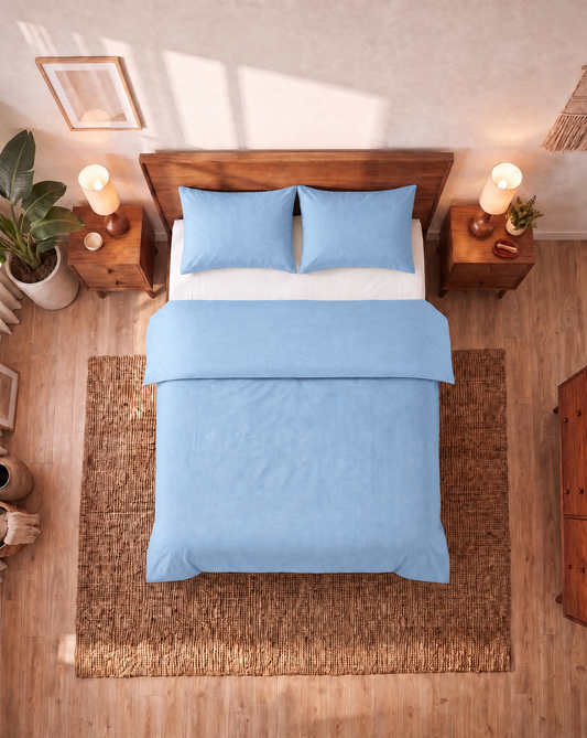 Taie d'Oreiller Zelesta Comfort Uni Sans Coutures Lot de 2 - Bleu Glacier