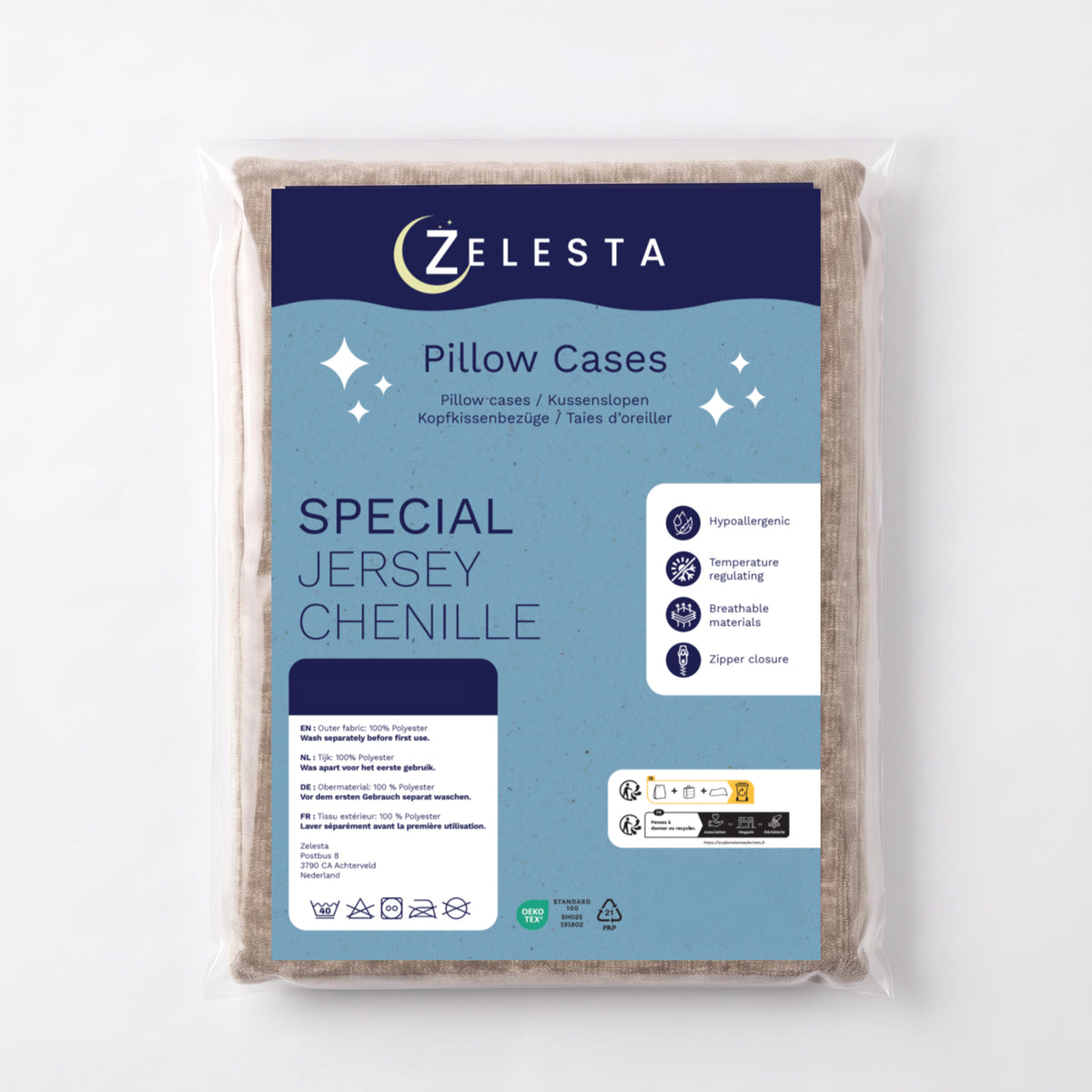 Zelesta Special Jersey Chenille Pillowcase Set Of 2 - Metal Grey