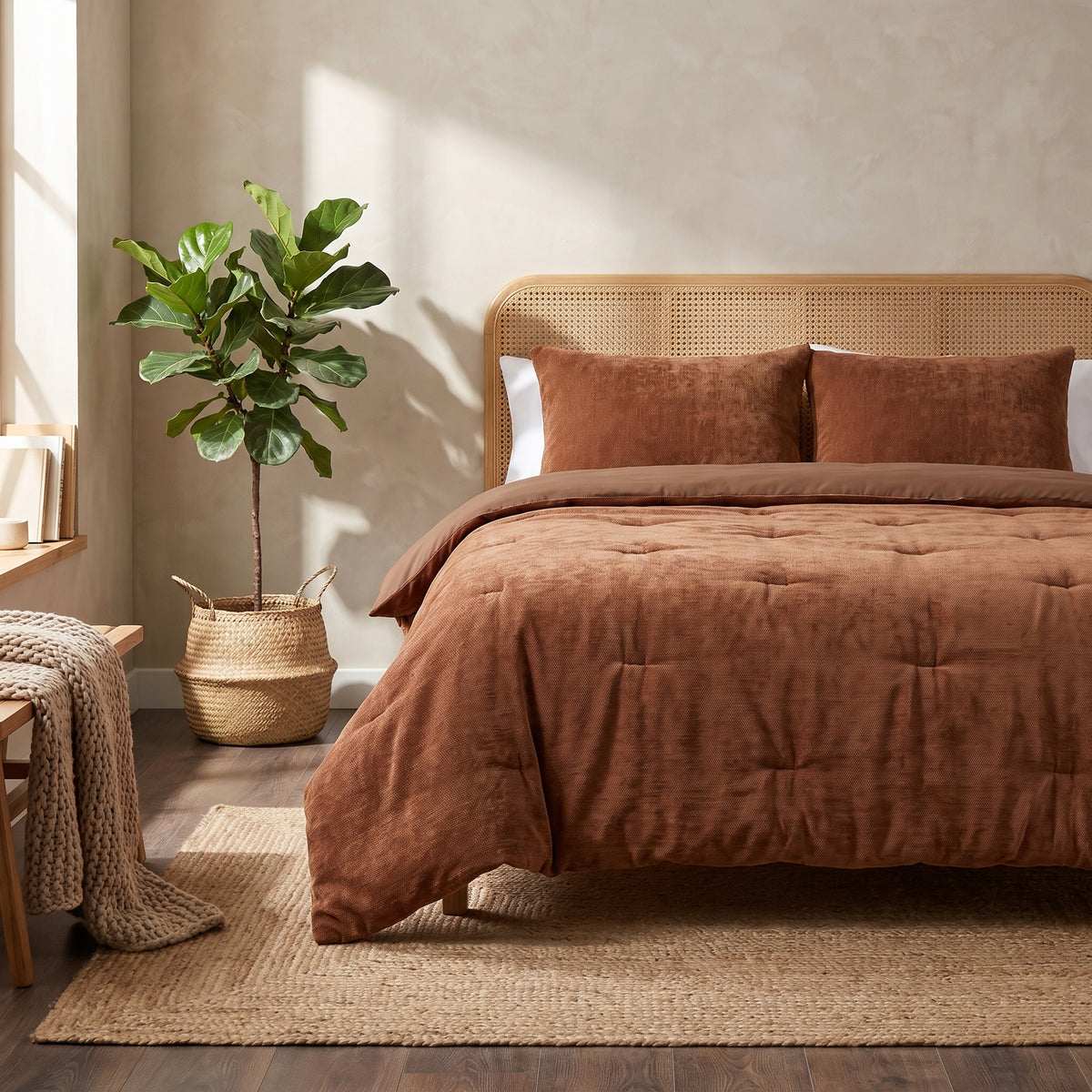 Zelesta Special Jersey Chenille Couette - Brun chaud