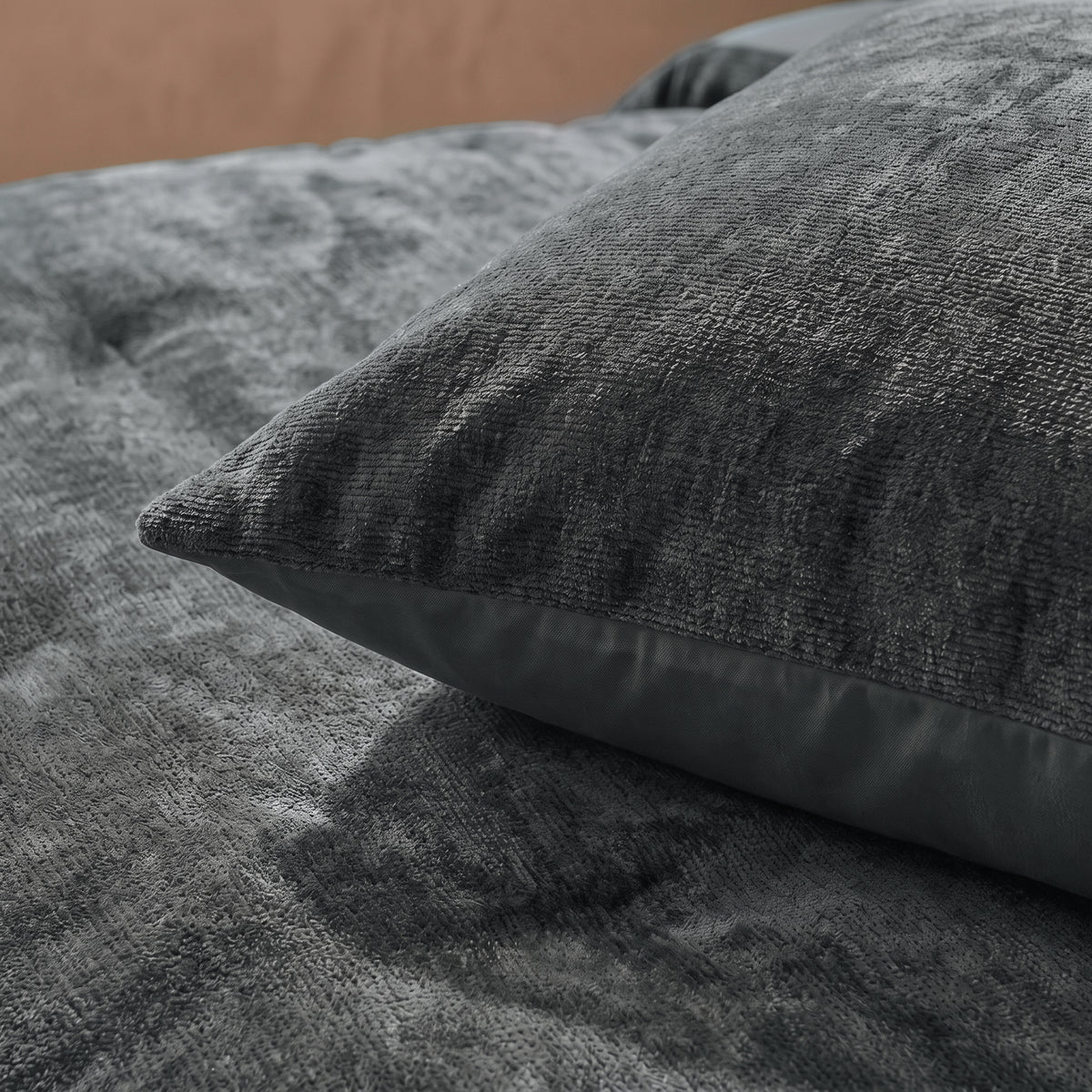 Zelesta Special Jersey Chenille Taies d'oreiller Lot de 2 - Gris chaud