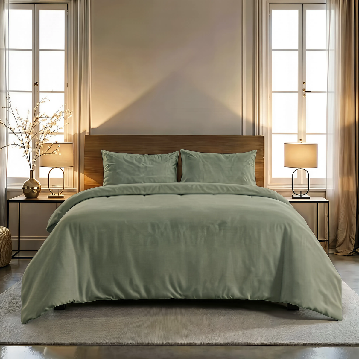 Couette Zelesta Pure Uni Sans Coutures en Coton - Vert Loden