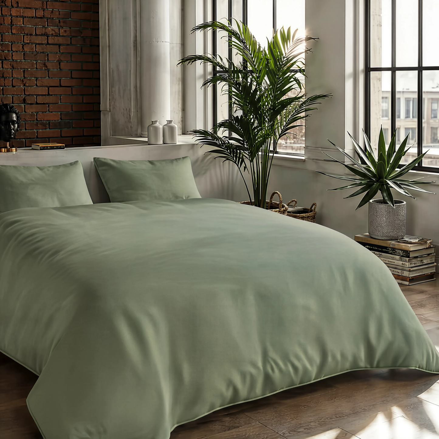 Couette Zelesta Pure Uni Sans Coutures en Coton - Vert Loden