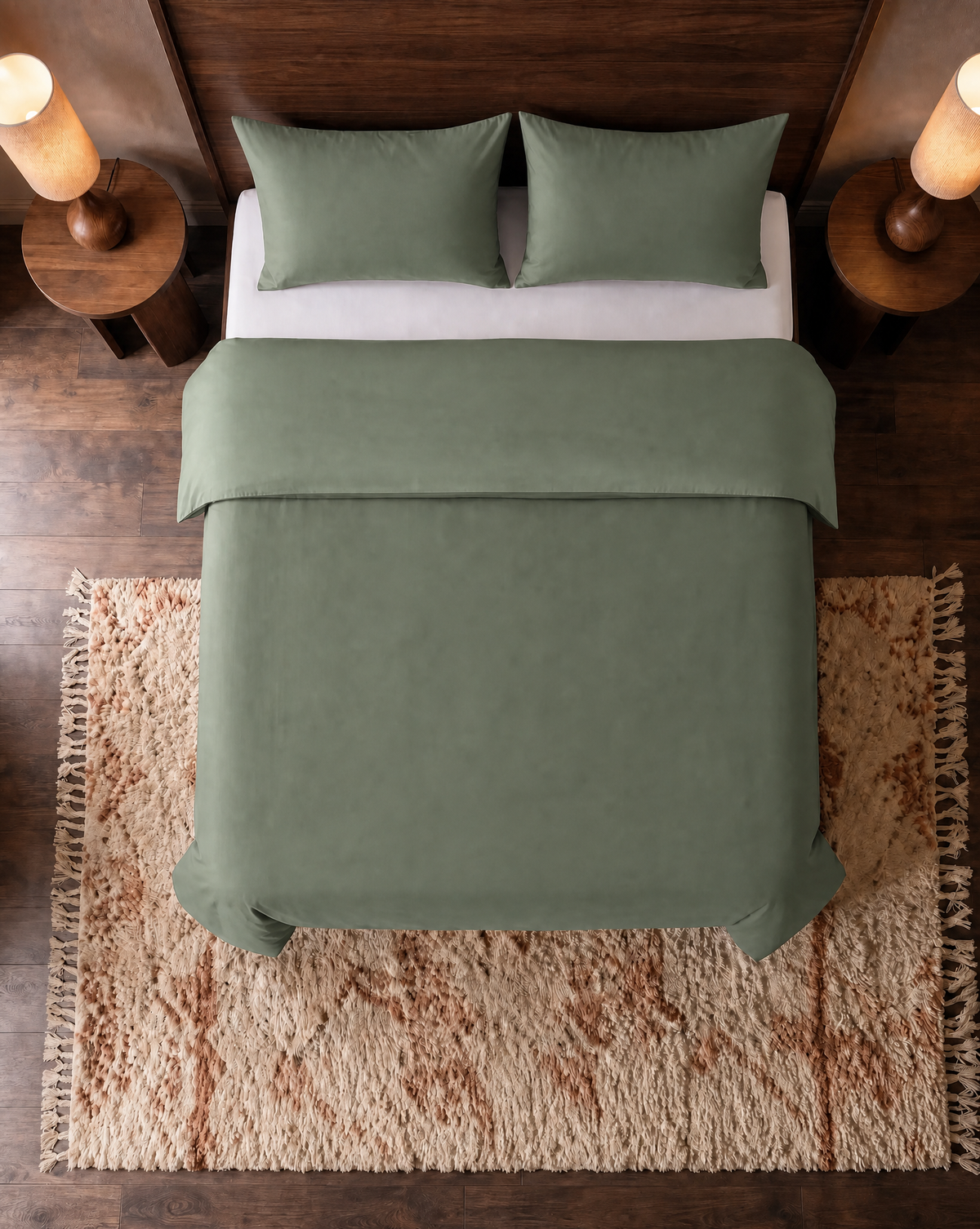 Taie d'Oreiller Zelesta Pure Uni Sans Coutures en Coton Lot de 2 - Vert Loden
