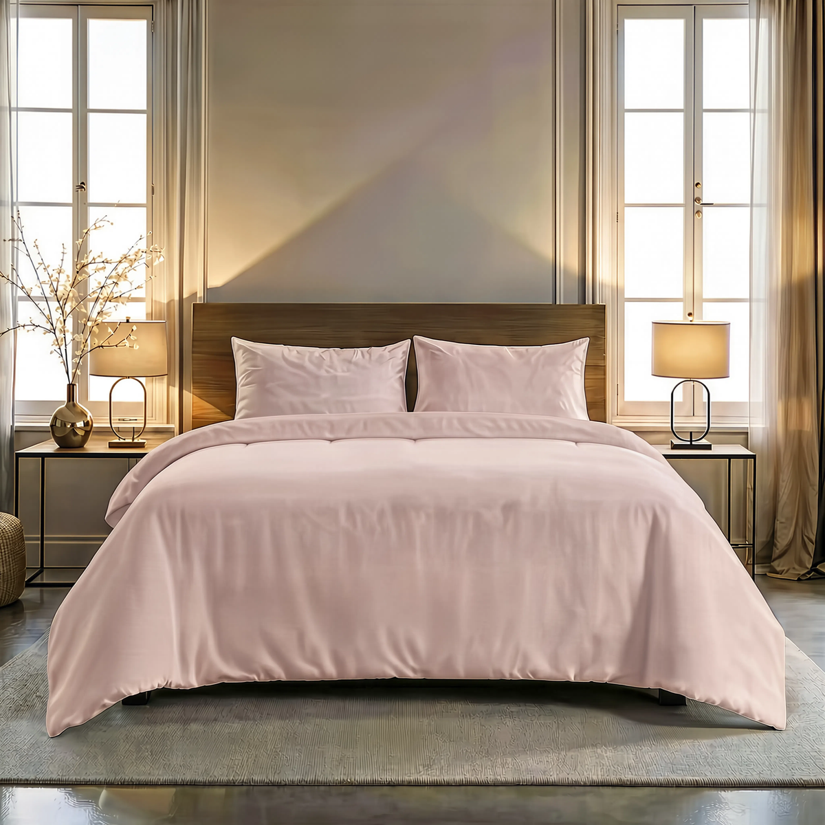 Couette Zelesta Pure Uni Sans Coutures en Coton - Rose Brumeux