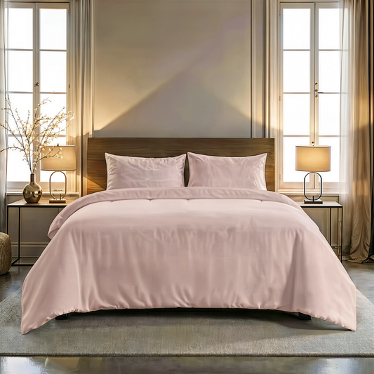 Couette Zelesta Pure Uni Sans Coutures en Coton - Rose Brumeux