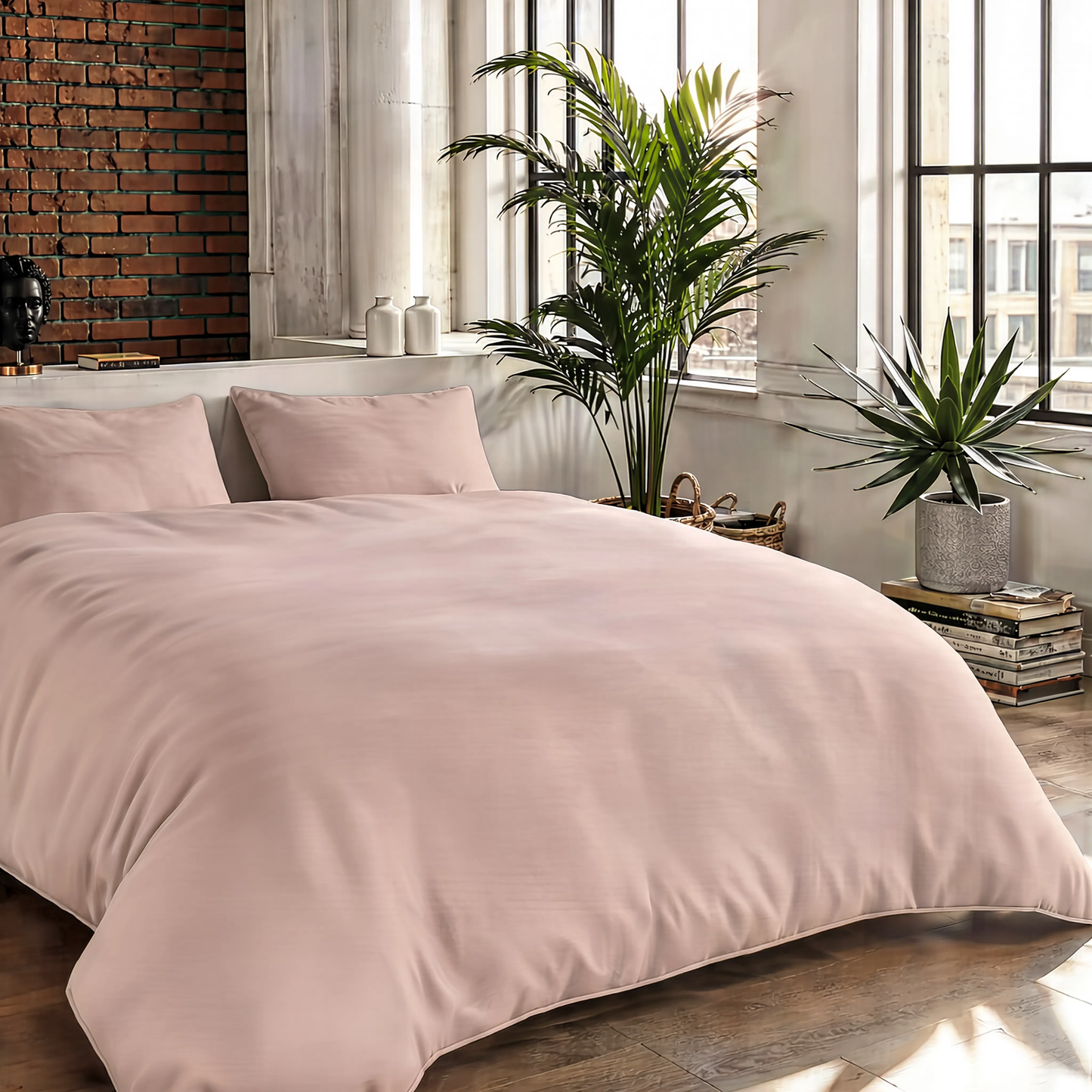 Couette Zelesta Pure Uni Sans Coutures en Coton - Rose Brumeux