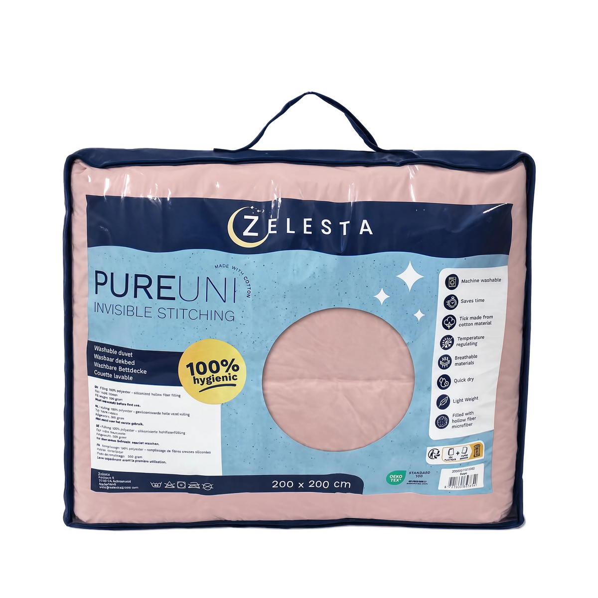 Couette Zelesta Pure Uni Sans Coutures en Coton - Rose Brumeux