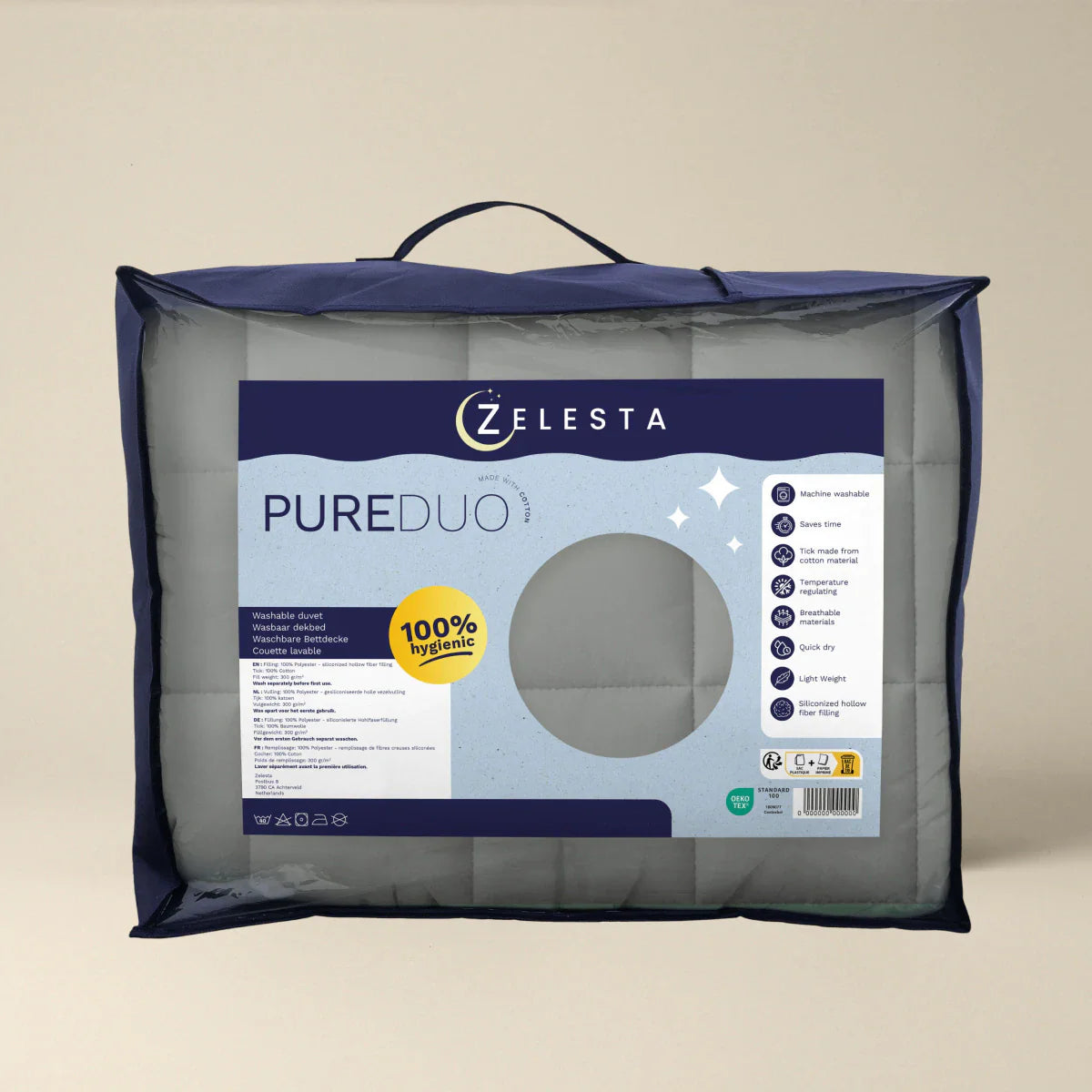 Zelesta Pure Duo Cotton Duvet - Dark Grey & Light Grey