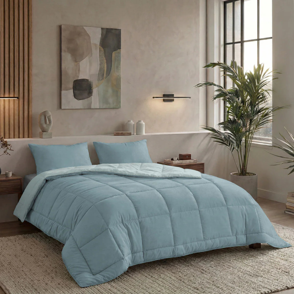 Zelesta Pure Duo Cotton Summer Duvet - Grey Blue & Light Blue