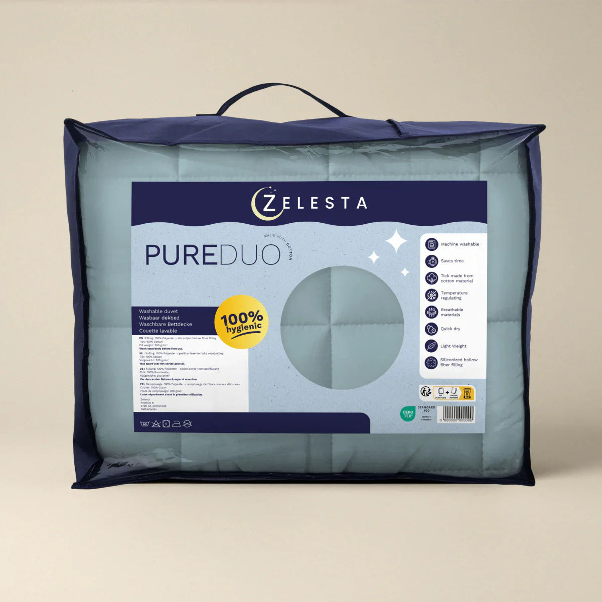 Zelesta Pure Duo Cotton Duvet - Grey-Blue & Light Blue