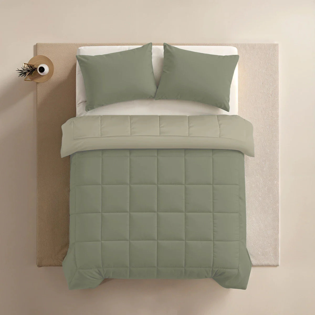 Zelesta Pure Duo Cotton Duvet - Grey-Green & Soft Grey-Green