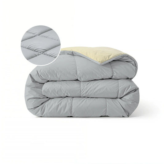 Zelesta Pure Duo Cotton Duvet - Light Grey & Butter Yellow