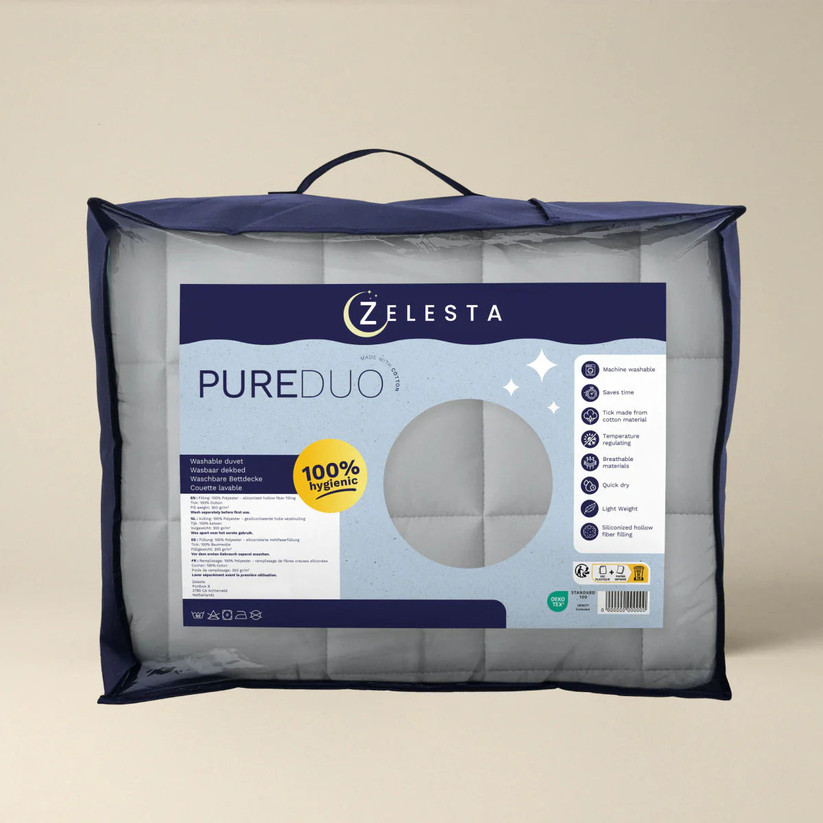 Zelesta Pure Duo Cotton Duvet - Light Grey & Butter Yellow