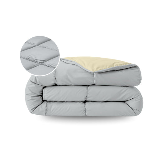 Zelesta Pure Duo Cotton Summer Duvet - Light Grey & Butter Yellow