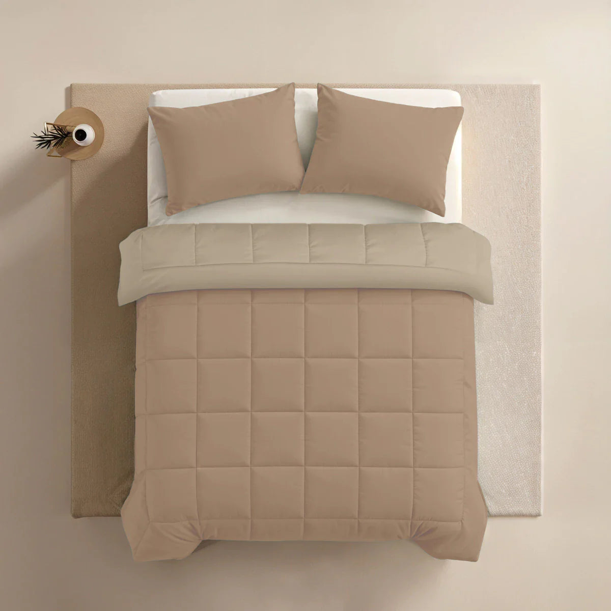 Couette d'été Zelesta Pure Duo Coton - Rose Brun & Brun Béton