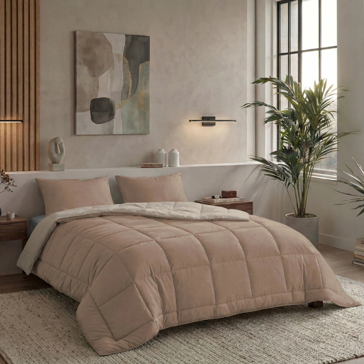 Zelesta Pure Duo Cotton Duvet - Rose Brown & Concrete Brown