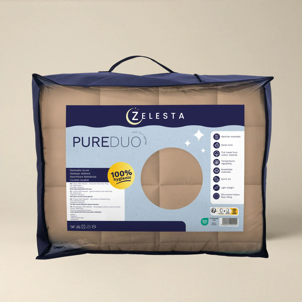 Zelesta Pure Duo Cotton Duvet - Rose Brown & Concrete Brown