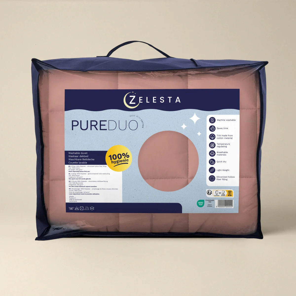 Zelesta Pure Duo Cotton Duvet - Terracotta Pink & Earth Pink