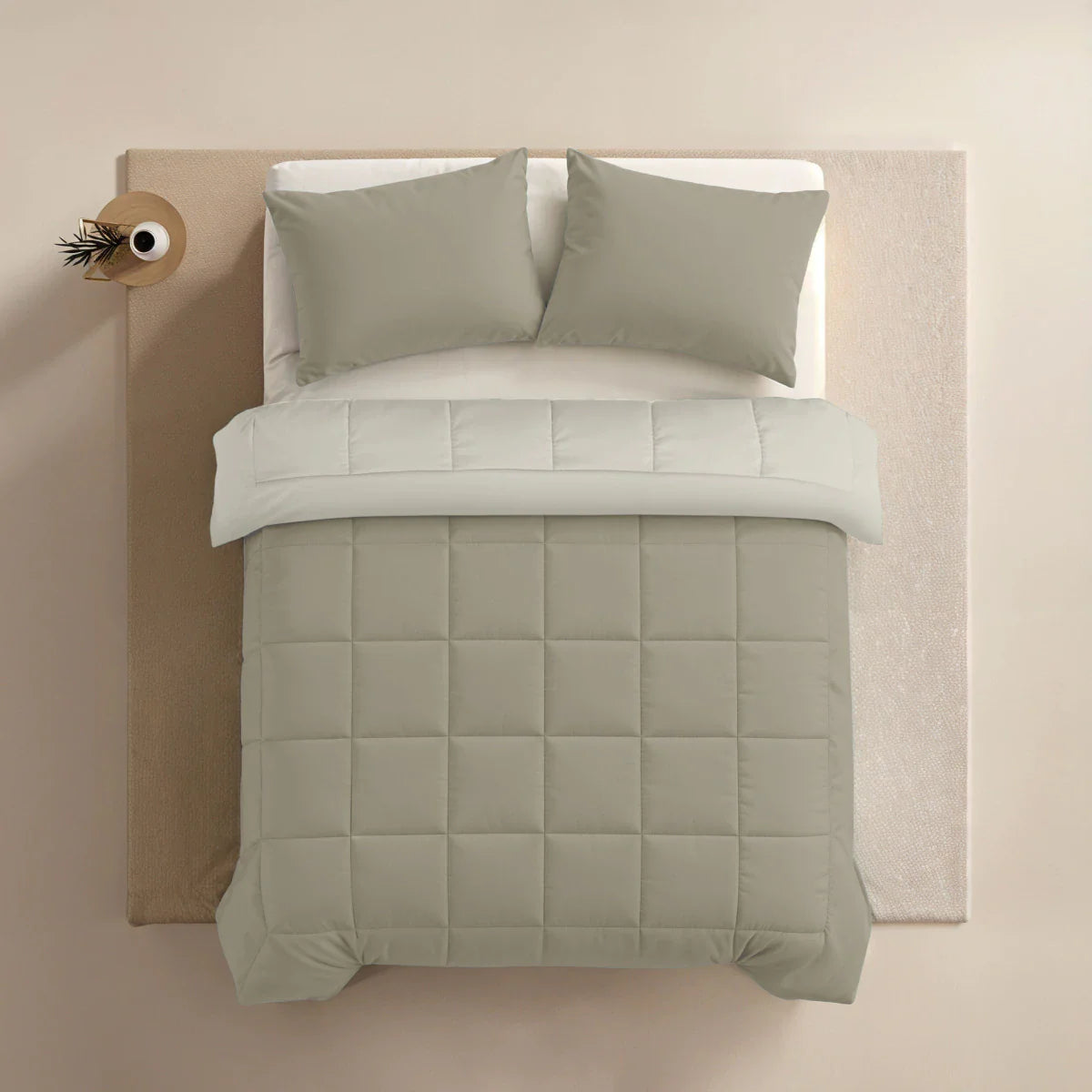Zelesta Pure Duo Cotton Summer Duvet - Warm Grey & Cream White