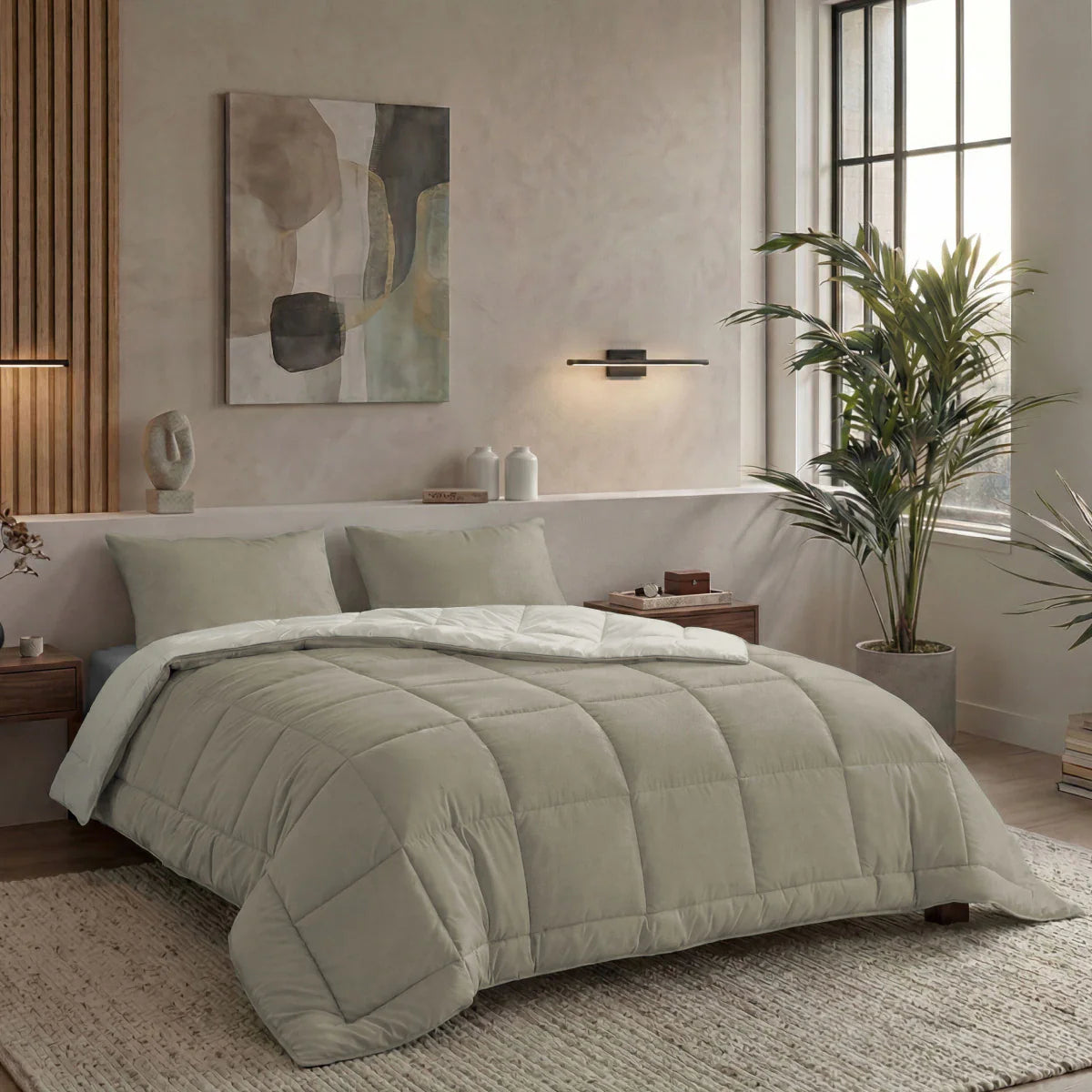Zelesta Pure Duo Cotton Summer Duvet - Warm Grey & Cream White